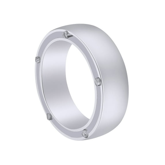AFFY 5MM Engagement Wedding Band Ring in 14K Solid White Gold for Men