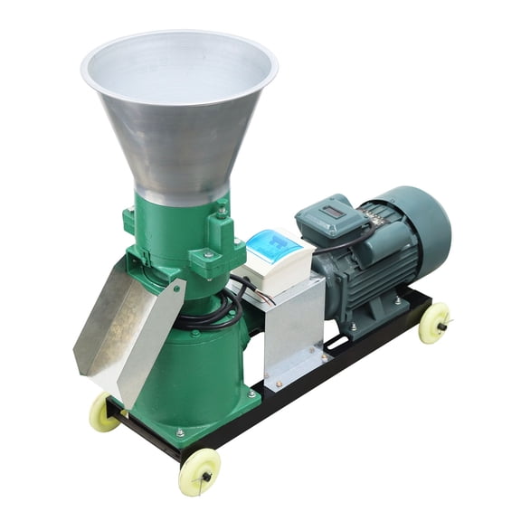 5MM Feed Pellet Mill Machine Poultry Chicken Fish Feed Granulator with 2 Head Press Roller 220V 3KW
