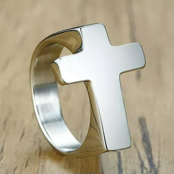 5MM Gold/Silver/Black Cross Band Men's 316L Stainless Steel Party Ring Size 8-12