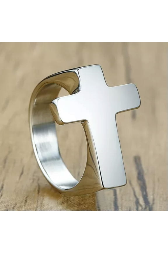 5MM Gold/Silver/Black Cross Band Men's 316L Stainless Steel Party Ring Size 8-12
