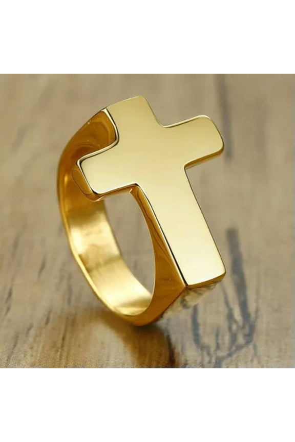 5MM Gold/Silver/Black Cross Band Men's 316L Stainless Steel Party Ring Size 8-12