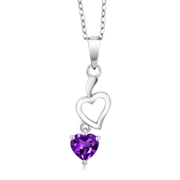 5MM Heart Shape Amethyst 925 Sterling Silver Solitaire Valentine's Day Gift Women Pendant Necklace