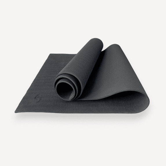 Athletic Works 68x24 inch 5mm TPE Rich Black Yoga Mat with Carry Strap