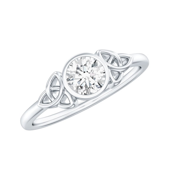 Rosec Jewels Certified Lab Grown Diamond Promise Ring for Women - Celtic Knot Ring - EF-VS Quality - Ready to Gift for Valentines, 10K White Gold, US 4.50