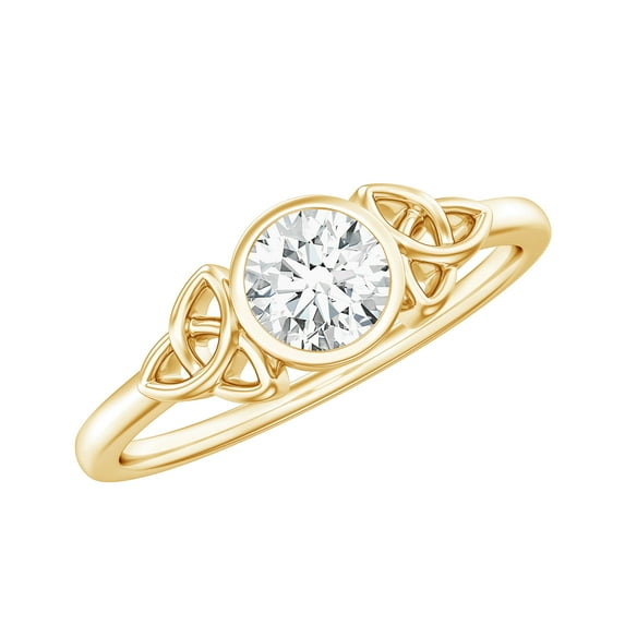 Rosec Jewels Certified Lab Grown Diamond Promise Ring for Women - Celtic Knot Ring - EF-VS Quality - Ready to Gift for Valentines, 10K Yellow Gold, US 8.00
