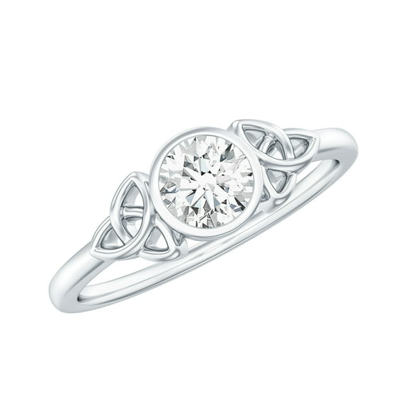 Rosec Jewels Certified Lab Grown Diamond Promise Ring for Women - Celtic Knot Ring - EF-VS Quality - Ready to Gift for Valentines, 14K White Gold, US 12.00