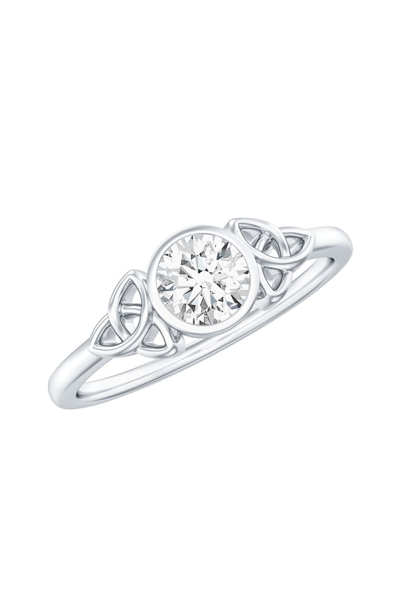 Certified Lab Grown Diamond Promise Ring for Women - Celtic Knot Ring - EF-VS Quality - Ready to Gift for Valentines, 925 Sterling Silver, US 4.00