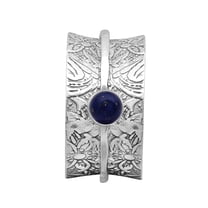5MM Round Lapis lazuli 925 Silver Single Band Meditation Men Women Spinner Ring
