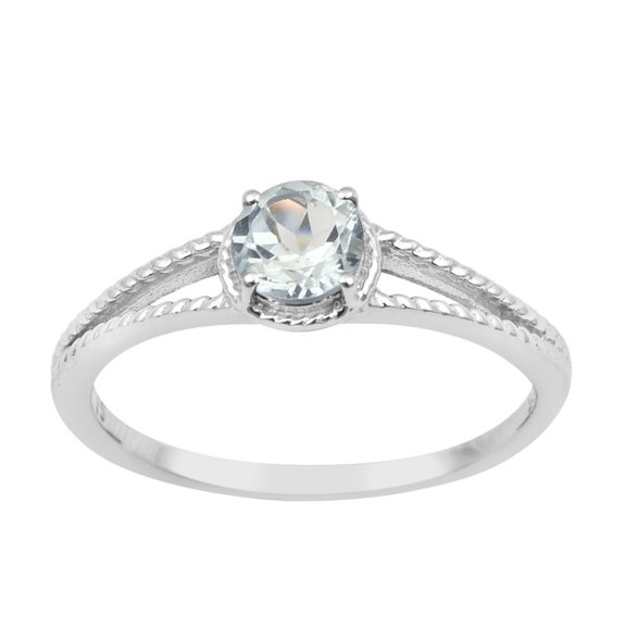 5MM Round Shape Blue Topaz 925 Sterling Silver Solitaire Women Anniversary Ring