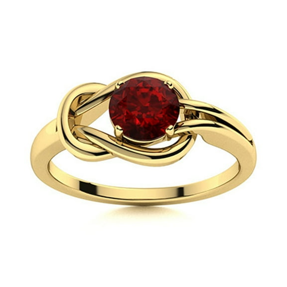 5MM Round Shape Garnet Infinity Love Knot 925 Sterling Silver Gold Vermeil Women Ring