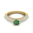 thumbnail image 1 of 5MM Round Shape Genuine Green Emerald Accent 925 Sterling Silver Gold Vemreil Womenâ€™s Valentines Day Gifts Ring, 1 of 3