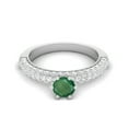 thumbnail image 1 of 5MM Round Shape Genuine Green Emerald Accent 925 Sterling Silver Womenâ€™s Valentines Day Gifts Ring, 1 of 3