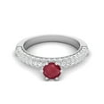 thumbnail image 1 of 5MM Round Shape Ruby Glass Filled 925 Sterling Silver Solitaire Womenâ€™s Wedding Valentines Day Gifts Ring, 1 of 3