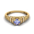thumbnail image 1 of 5MM Round Shape Simulated Tanzanite 925 Silver Yellow Plated Blossom Design Women Valentines Day Gifts Ring, 1 of 4