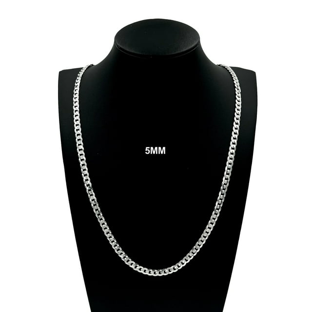 5MM SOLID 925 Sterling Silver Cuban Curb Link Chain Necklace or ...
