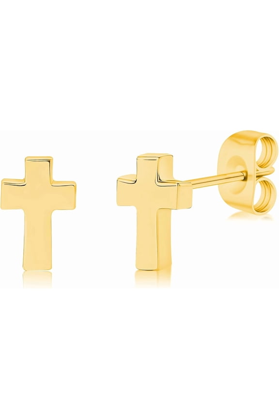 5MM Triangle/Lightning/Cross/Hollow Circle Studs, Hypoallergenic Flat Back Earrings for Women