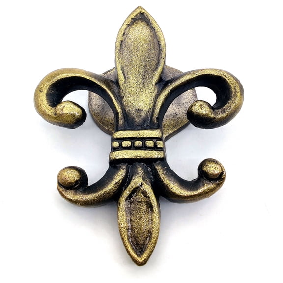 5MOONSUN5 Fleur De Lis Victorian Antique Style Door Knocker Cast Iron Antique Gold