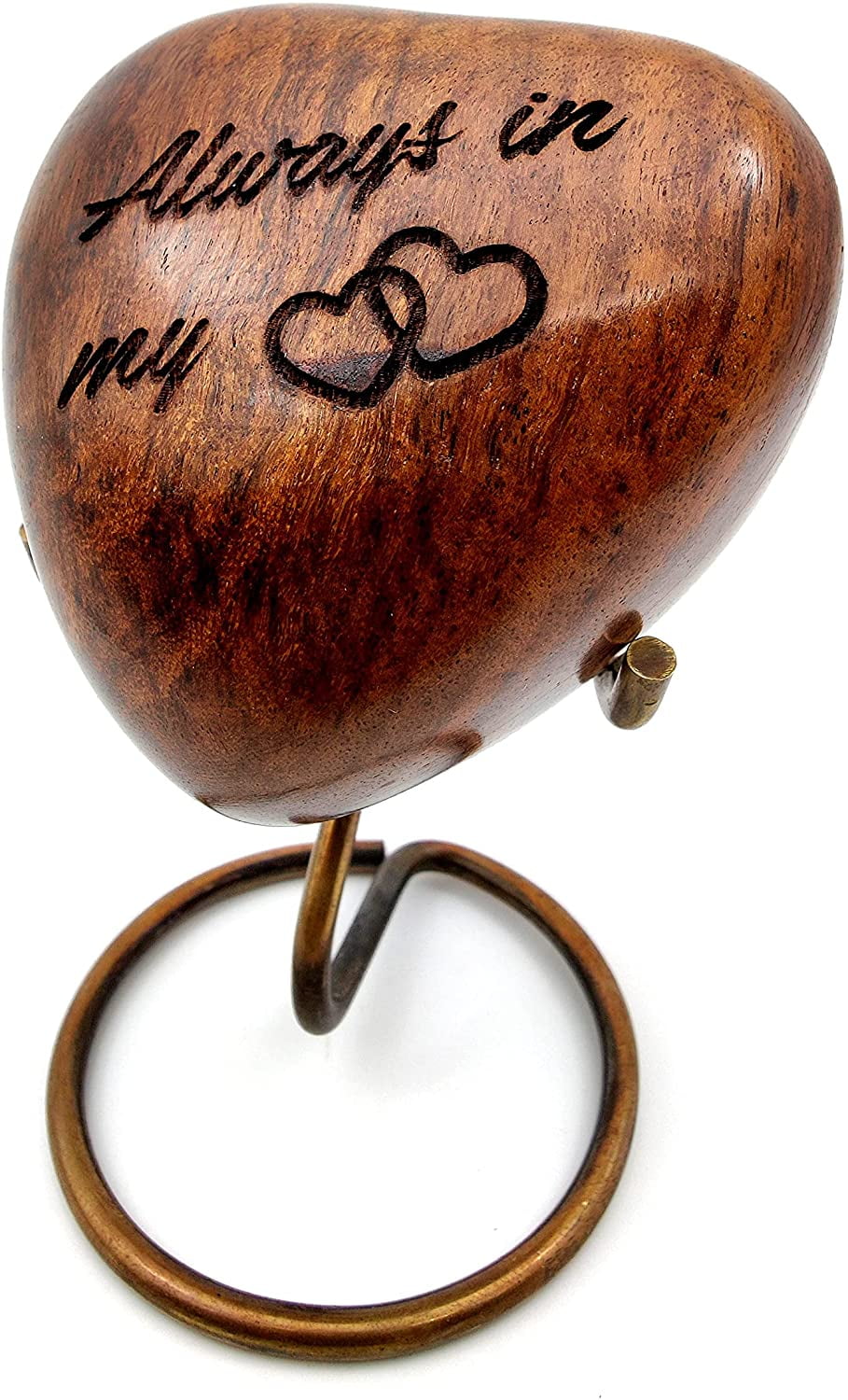 5MOONSUN5 Urna A Forma Di Cuore In Legno Per Ceneri: 'Always In My Heart' Con Supporto, 15.2 Cm - 2