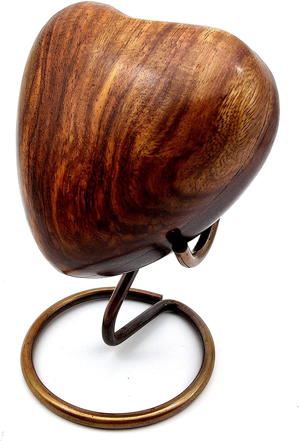 5MOONSUN5 Wooden Heart Urn Keepsake Cremation Urn for Human pet Ashes Handcrafted Urn Heart Shaped - Perfect for Adults & Infants with Brass Stand 3inch (Wooden Urn)