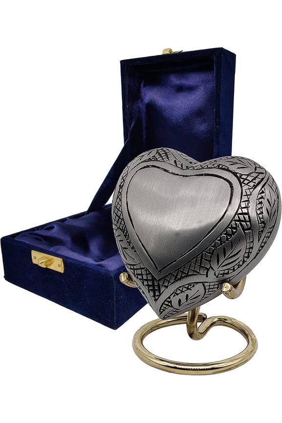 's Handcrafted Engraved Heart Urn Keepsake Cremation Urn for Human pet Ashes Engraved Urn Heart Shaped Perfect for Adults & Infants Honor Your Loved One. Comes with Brass Stand & Premium Box