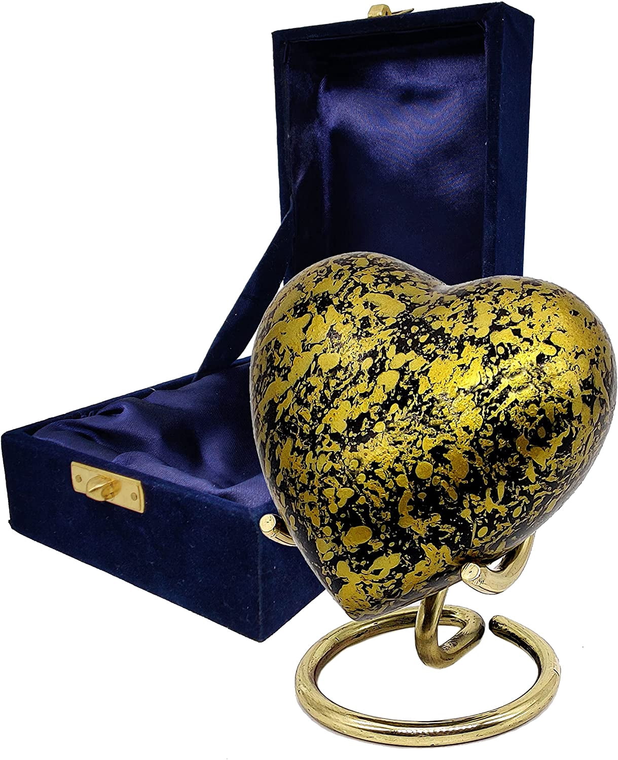 5MOONSUN5's Handcrafted Heart Urn Keepsake Cremation Urn for Human pet Ashes Golden Urn Heart Shaped - Perfect for Adults & Infants Honor Your Loved One. Comes with Brass Stand & Premium Box