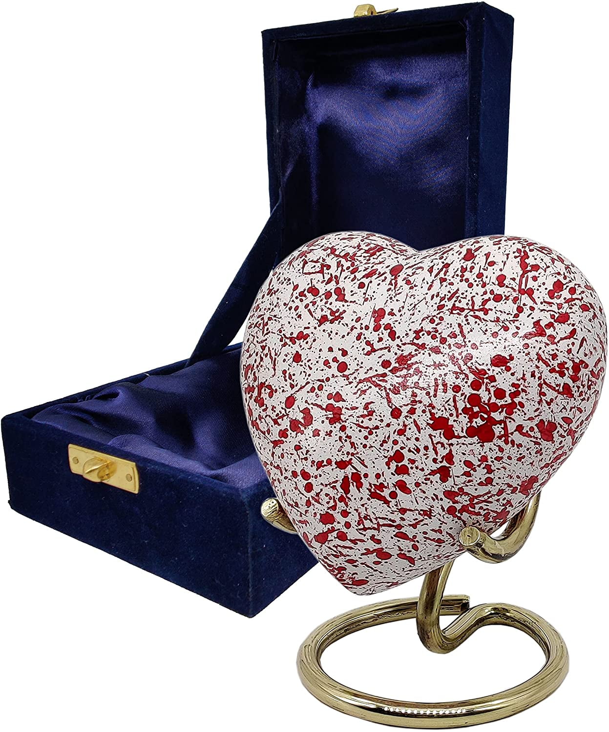 5MOONSUN5's Handcrafted Heart Urn Keepsake Cremation Urn for Human pet Ashes Golden Urn Heart Shaped - Perfect for Adults & Infants Honor Your Loved One. comes with brass Stand & Premium Box