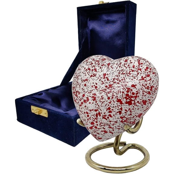 5MOONSUN5's Handcrafted Heart Urn Keepsake Cremation Urn for Human pet Ashes Golden Urn Heart Shaped - Perfect for Adults & Infants Honor Your Loved One. comes with brass Stand & Premium Box