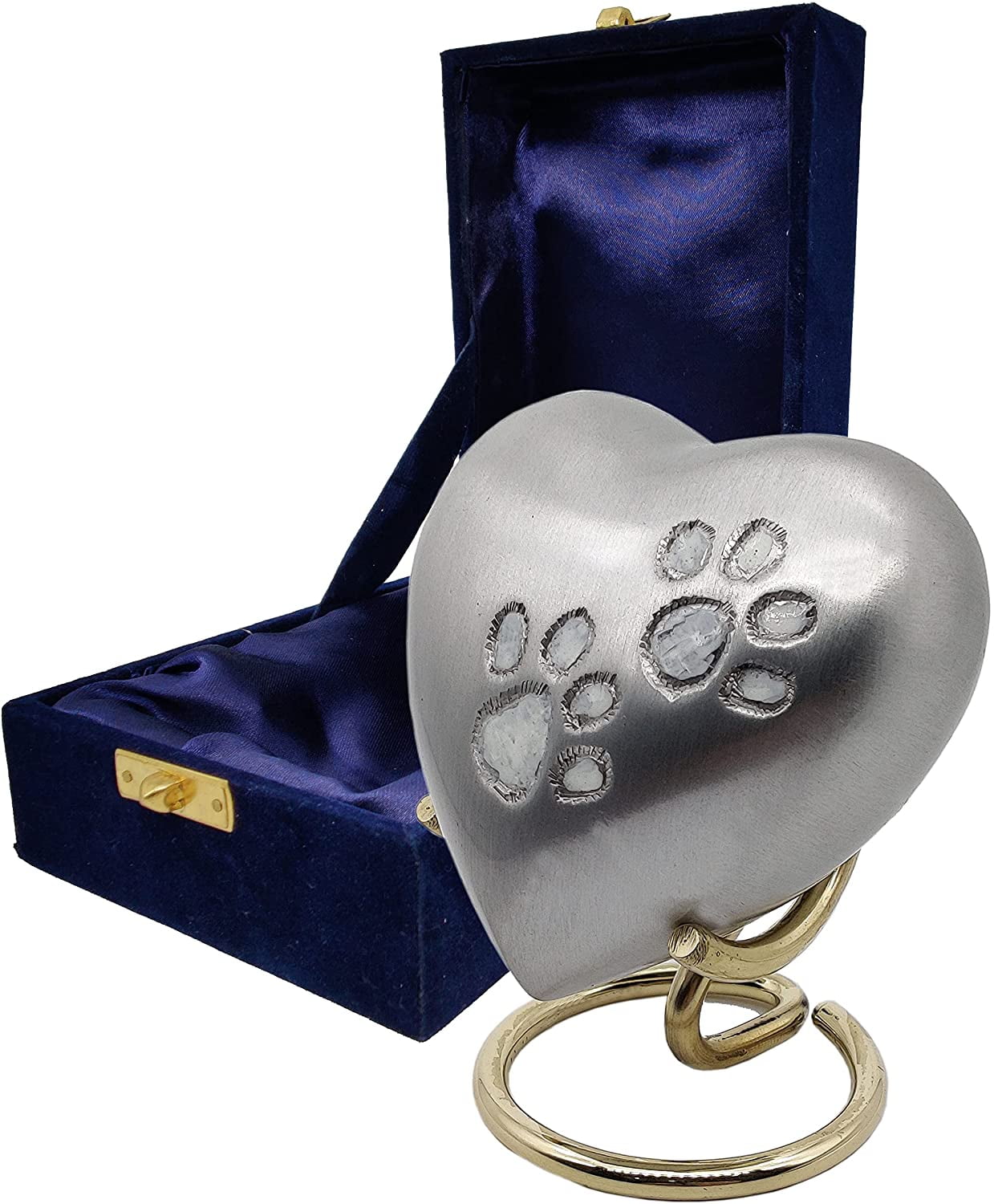 5MOONSUN5's Handcrafted Heart Urn Keepsake Cremation Paw Urn for Human pet Ashes Engraved Urn Heart Shaped - Perfect for Adults & Infants Honor Your Loved One. Comes with Brass Stand & Premium Box