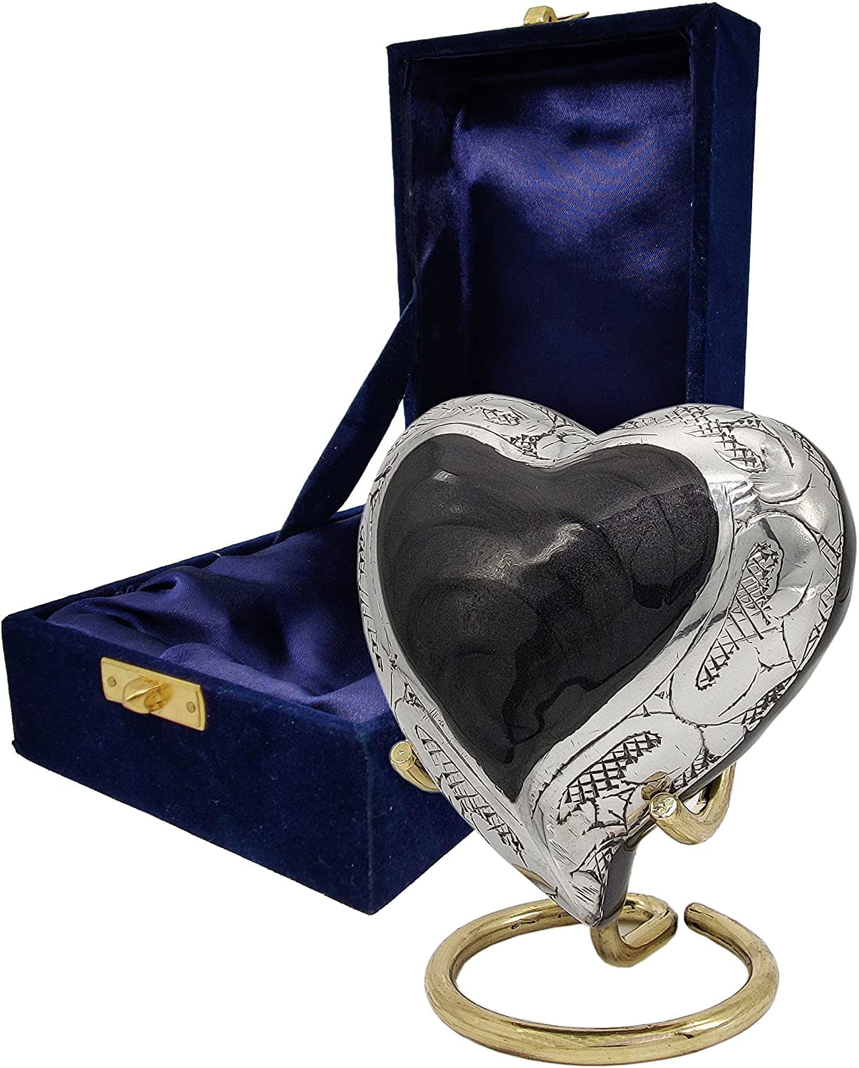 5MOONSUN5's Handcrafted Heart Urn Keepsake Cremation Urn for Human pet Ashes Engraved Urn Heart Shaped - Perfect for Adults & Infants Honor Your Loved One. Comes with Brass Stand & Premium Box