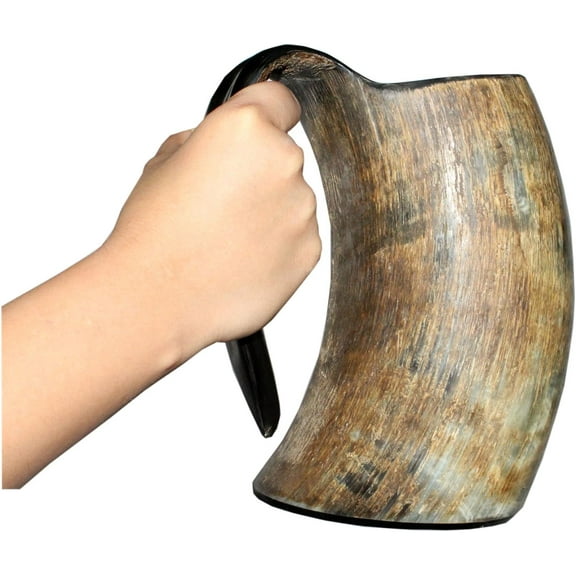 5MOONSUN5s The Original Handcrafted Authentic Viking Drinking Horn 16oz Tankard for Beer, Mead, Ale Medieval Inspired Stein Mug Food Safe Vessel