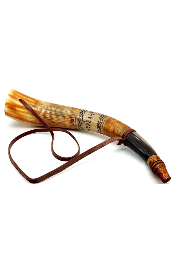 's Viking blowing cow Horn Whistle Medieval bull Buffalo Sounding Horn Viking Norse Cattle Ancient Horn Bugle -Bigul blowing horn Hunting Tool Resonating sound