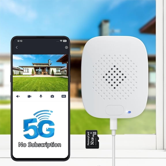 5MP 3K Window Camera, 24/7 Recording No Subscription Required, Outdoor Camera with Color Night Vision, AI Motion Detection, 2.4G & 5G WiFi, Quick & Easy Installation (White)
