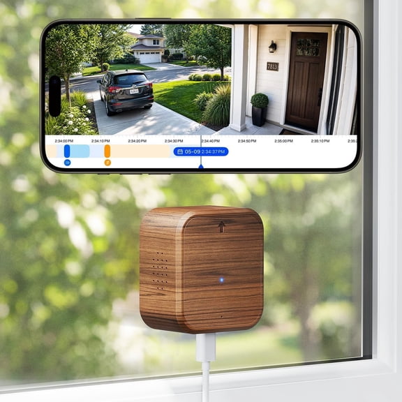 5MP 3K Window Camera for Indoor & Outdoor , Mount, Full-Color Night Vision, 24/7 Recording, Free Cloud Storage, No Subscription, -Band WiFi, AI Human Detection, Walnut
