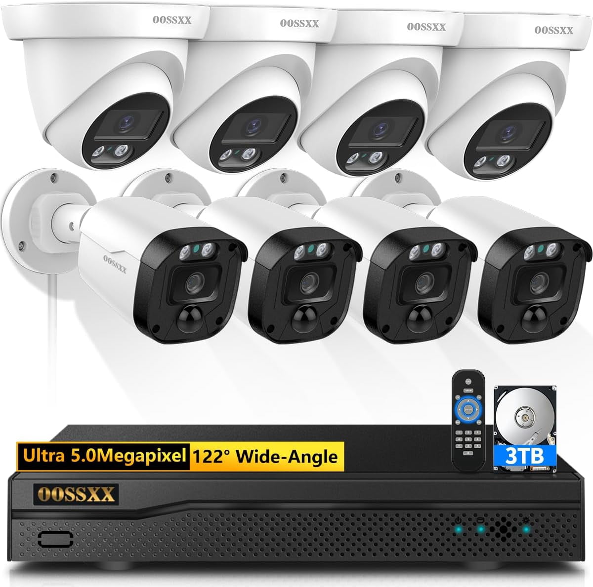 5MP Definition Full HD Wired Security Camera System Outdoor AHD Dome ...