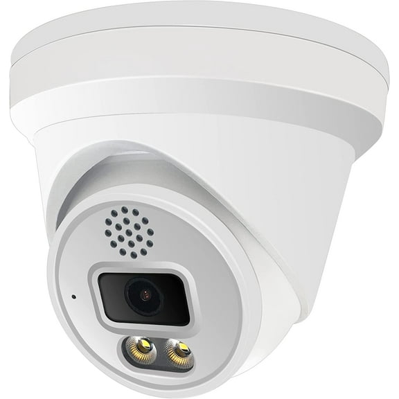 5MP Full Color Night Vision ColorVu Turret Dome IP Camera with Visible White LED Lights, 2.8mm Wide Angle, Outdoor Built in Microphone, Compatible with Blue Iris