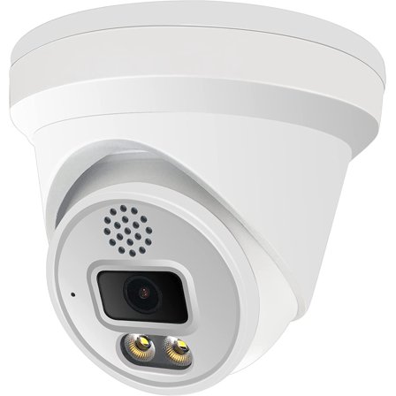 5MP Full Color Night Vision ColorVu Turret Dome IP Camera with Visible White LED Lights, 2.8mm Wide Angle, Outdoor Built in Microphone, Compatible with Blue Iris