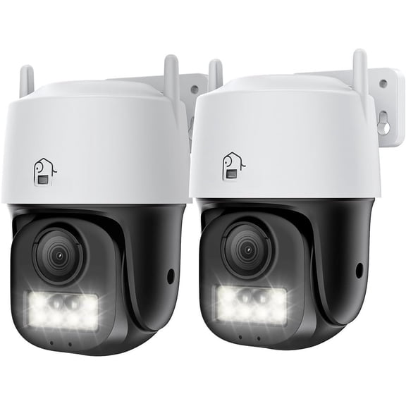 5MP Light PoE Camera - Human and Detection, Color Night Vision, -in 2 Way Audio, IP66 Weatherproof, Pan & Tilt Camera, No Including Adapter(2 Pack)