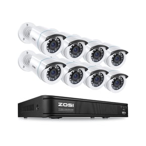 5MP Lite Security Camera System, ZOSI H.265+ 8CH DVR 1080P Home Security Camera System Outdoor, 8pcs Surveillance Weatherproof Bullet Cameras,80ft IR Night Vision,Motion Alert,Remote Access, No HDD