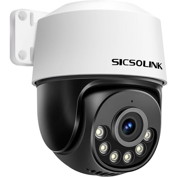 5MP Security Camera Outdoor, POE IP Dome Camera with 355 Pan&90 Tilt PTZ for Home Security, Full Color Night Vision, Auto Human Tracking, 24/7 Recording, Up to 256GB Micro SD Card