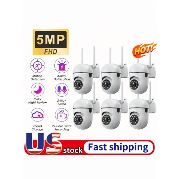 5MP Smart Home Security Camera Wireless With Color Night Vision, Two-Way Audio, Motion Tracking And App Control