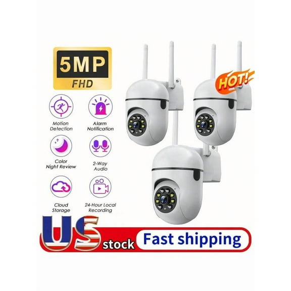 5MP Smart Home Security Camera Wireless With Color Night Vision, Two-Way Audio, Motion Tracking And App Control