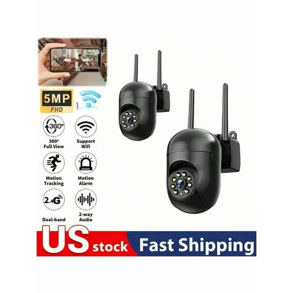 5MP Smart Home Security Camera Wireless With Color Night Vision, Two-Way Audio, Motion Tracking And App Control