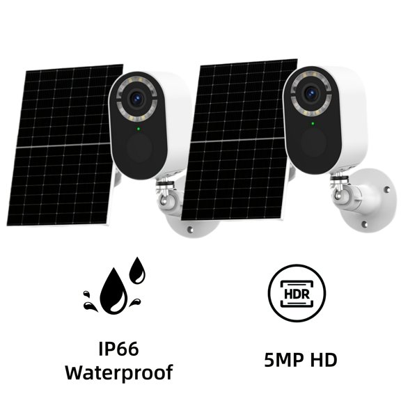 5MP Solar Security Camera Outdoor, 360° Panoramic View, AI Human Detection, Color Night Vision, Two-Way Audio, IP66, WiFi, for Yard Garage Baby Elder Monitor