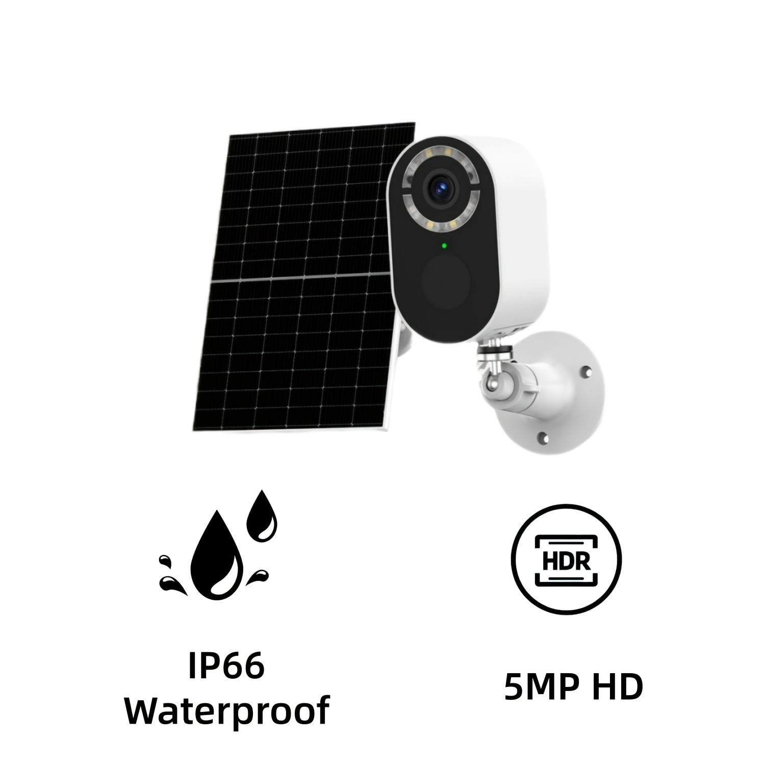 5MP Solar Security Camera Outdoor, 360° Panoramic View, AI Human Detection, Color Night Vision, Two-Way Audio, IP66, WiFi, for Yard Garage Baby Elder Monitor