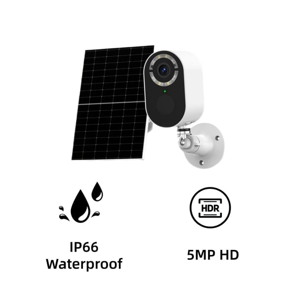 5MP Solar Security Camera Outdoor, 360° Panoramic View, AI Human Detection, Color Night Vision, Two-Way Audio, IP66, WiFi, for Yard Garage Baby Elder Monitor
