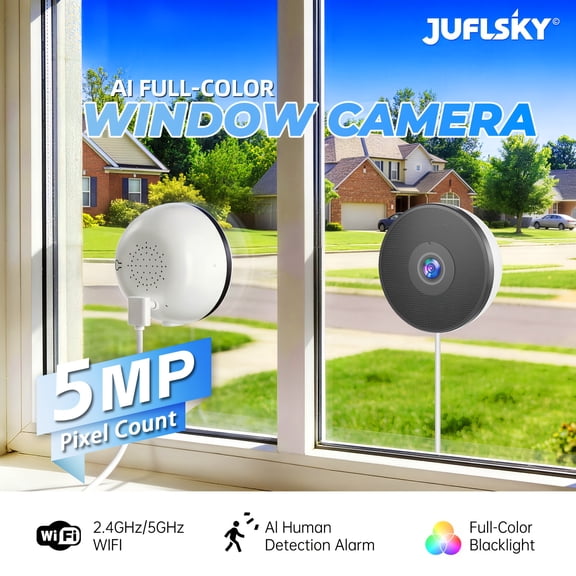 5MP Wireless Indoor Security Camera with Full-Color Night Vision, Two-Way Audio, 24/7 Recording & Motion Alerts for Baby/Pet/Elderly Monitor, Wall Mountable