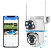 OHWOAI 2.4G/5G Dual Band WiFi Security Camera Wireless Outdoor, 5MP Dual Lens PTZ Surveillance Cameras with Auto Motion Tracking