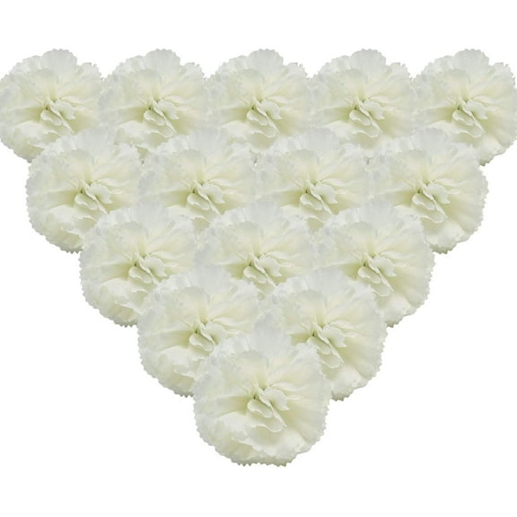 5Marigold Flower Heads Bulk Silk Carnation Flowers, Artificial Flowers Carnation Heads with Stems Artificial Chrysanthemum Carnation Bouquets for Home, Wedding, Banquet Decor, White