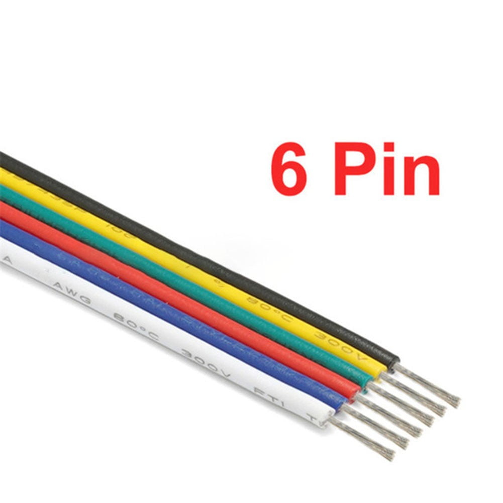 5Meter Extension Cable 6 Pin Wire Cord, Hookup Electrical 6 Color Wire Stranded