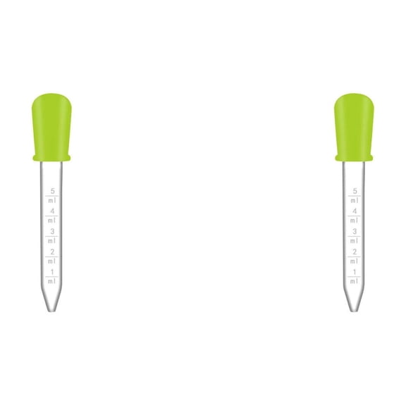 5Ml Liquid Droppers, Mini Baster,Dropper Pipettes Essential Oil Transfer, Water Droppers,Reusable Plastic Droppers for Science Experiments, Crafting, Activities, Makeup Tool, 2Pack, Green